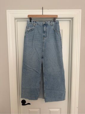 anthropologie pilcro maxi denim skirt size 10